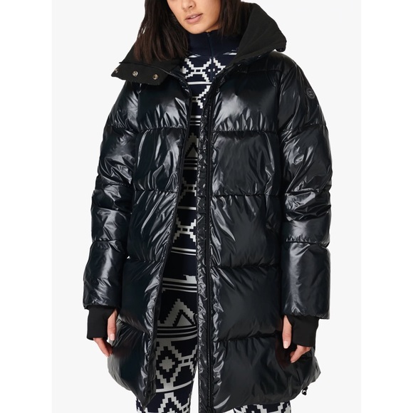 Sweaty Betty Aspen Coat Puffer Jacket Goose Down Fill Parka Apres Ski Size XL - Picture 2 of 14